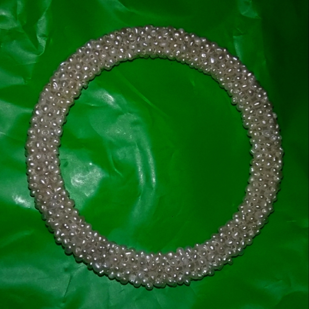 Genuine Rice Pearls Eleagant Women's Bangle Bracelet Absolutely Stunning